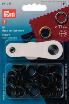 Prym Ösen und Scheiben Ø 11 mm brüniert schwarz 541381